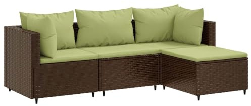 vidaXL Loungegrupp för trädgården med dynor 4 delar konstrotting brun, soffgrupp för trädgård, loungegrupp, loungegrupp för trädgård