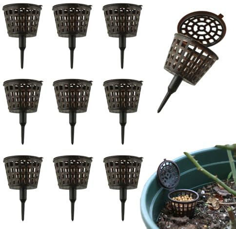 TopHomer 10 Stück Bonsai Düngekörbe, Klein Düngerbox mit Deckel Kunststoff Netzkorb Garten-Ernährungsbecher Pflanzenpflege Zubehör für Saftige Orchideen
