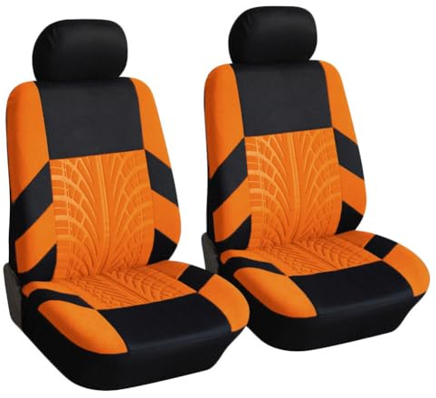 YOUCAI 1 Stück Sitzbezug Auto Vordersitze, 2 Stück Schonbezug Autositz Vorne, Sitzbezügesets Autositzbezüge Set für 5 Sitzer Universelle Auto Sitzbezüge Kompletter Satz Orange 2 Sitzer