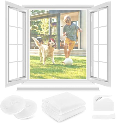 Mosquitera para Ventana 2 Set - 120 x 120 CM - BLANCA, No es Necesario Taladrar, CON Cúter, Adhesivo, Se Puede Cortable DIY
