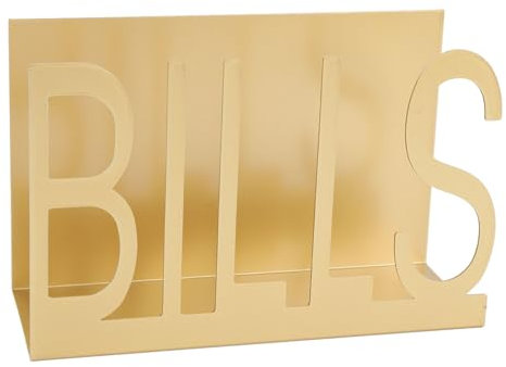 Stilvoller Briefhalter aus Metall, Lichtbeständig, Geräumiges Fassungsvermögen mit Schreibtisch-Umschlaghalter, Aufbewahrung für Büro-Schreibtischzubehör. (GOLD)
