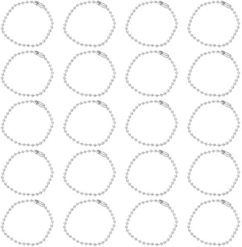 sourcing map 30Pcs 5 Inch Ball Bead Chain, Metal Ball Chain with Connectors for Keychain Hanging Ornament Tag Jewelry Necklace Christmas Decoration,Silver