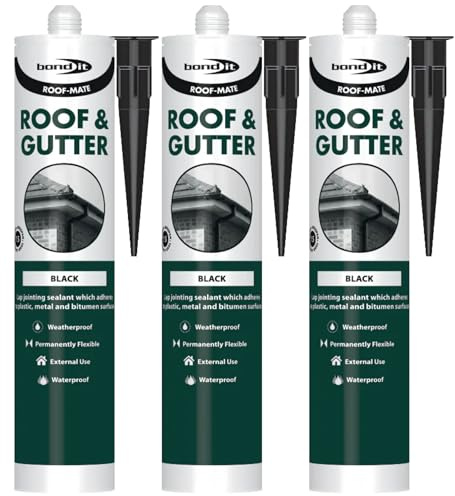 Bond It ROOF-MATE Roof & Gutter Lap Jointing Sealant – 3x Black, 285ml | Waterproof – Weatherproof – Flexible Sealant, Leak Prevention | Ideal for Gutters – Downpipes – Roof Repairs – Long Durability