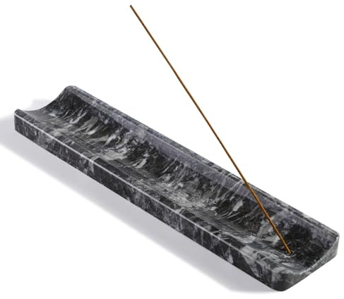 Koville Marble Incense Holder, Incense Holder for Sticks, Incense Sticks Holder Ash Catcher for Meditation Yoga SPA, Natural Stone Incense Burner, Home Table Decor (Black)