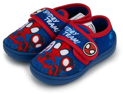 Marvel Spidey and His Amazing Friends Boys Slippers – Blue Toddler House Shoes with Anti-Slip Sole & Strap – Kids Character Slippers UK Sizes 5–11 (6)
