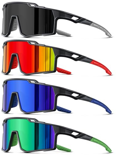 DioKiw 4pcs Polarized Sport Sunglasses for Men Cycling Driving Fishing UV Protection Lightweight Big Frame Mountain Bike Goggles