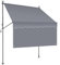 Toldo de jardín ajustable, toldo de pie, toldo de refugio con manivela, toldo plegable sin taladrar para patio, cenador, jardín, gris, 200 x 120 cm