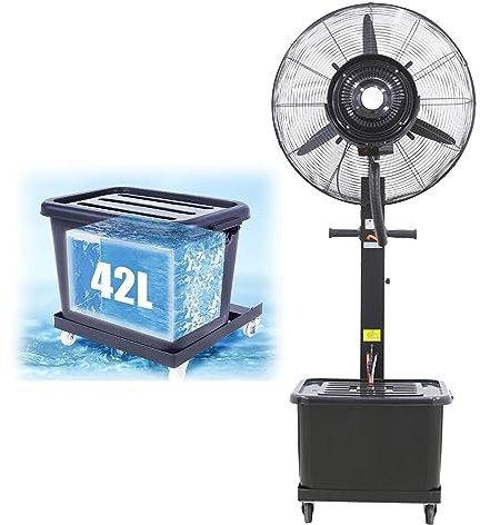22in/26in/30in Misting Fan - High-Power Industrial Spray Fan for Outdoor Use, 3-Speed Electric Floor Fan with 42L Water Tank, Perfect for Patios and Commercial Spaces