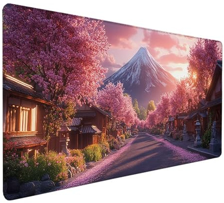 Tapis de Souris XXL Mont Fuji, Vue De La Rue Tapis de Souris Gamer 1600x800x3mm, Sous Main Bureau avec Rubber Base, Gaming Accessoire Bureau, Mousepad Grand avec Bords Cousus, pour PC, Clavier, D-4891