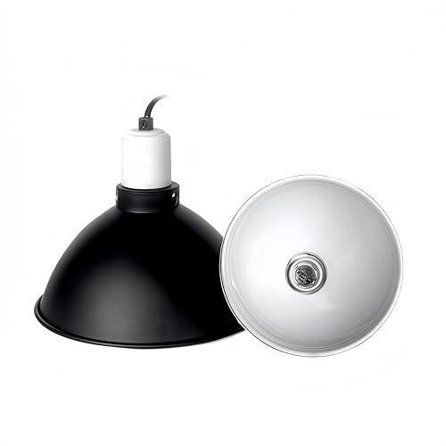 PetFizz Terrarium Dome Lampenfassung Reptilien Wärmelampe, E27 Aluminium Reflektorlampe Wärmelampe 20cm, UVA UVB Lampe Terrarium für Schildkröte, Bartagame, Huhn, Hund