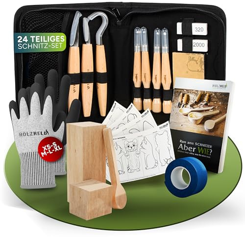 HOLZHELD hochwertiges Schnitzwerkzeug (24 teil.)