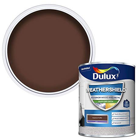 Dulux Weather Shield Quick Dry Satin Paint, 750 ml - Hazelnut Truffle