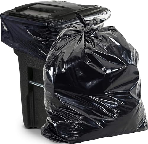 Aluf Plastics 65 Gal Black Heavy Duty Garbage Bags 1.5 Mil - 50x 48 - Pack of 50 - For Contractor, Outdoor, Construction, & Storage