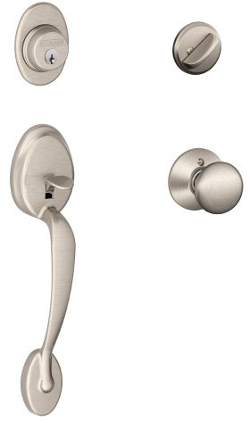 SCHLAGE Plymouth Single Cylinder Handleset and Plymouth Knob, Satin Nickel (F60 PLY 619)