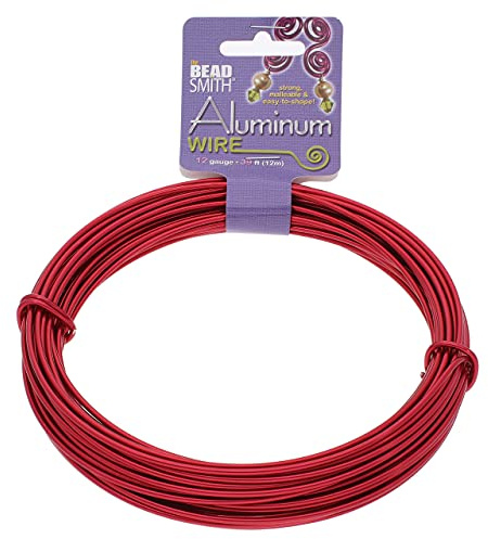 The Beadsmith 12-Gauge Anodized Aluminum Wire for Jewelry Making, Metal Wire for Wrapping (Red)