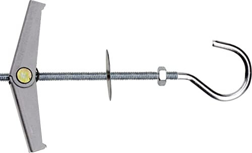 TOX Federklappdübel Pirat Eddi-S M5 mit Haken, galvanisch verzinkt, automatischer Klappdübel, bei Hohlräumen, inkl. Unterlegscheibe aus Metall + Sechskantmutter, 2 Stück im Blister, 024700101
