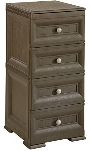 Tontarelli S.p.A. CASSETTIERA Stretta 4 CASSETTI Piccoli Mobile Contenitore, WENGÈ, 40x47x85.5 cm