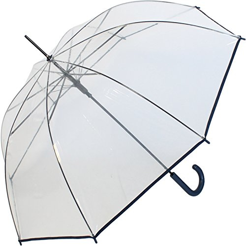 Rainy Days Regenschirm durchsichtig transparent mit Einfassband Griff navy