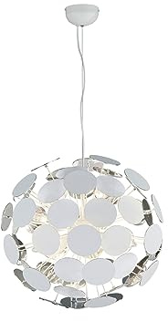 Trio Leuchten Pendelleuchte Discalgo 309900631, Metall weiß matt, Kunststoffscheiben weiß/silberfarbig, exkl. 6x E14, 54 x 54 x 150 cm