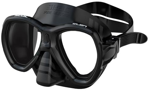 SEAC Elba MD, Maschera Subacquea con Viso Piccolo, Ottima per Snorkeling e Immersioni Unisex Bambini, Nero, Ridotta