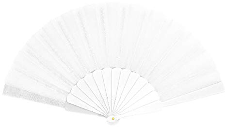 Oblique Unique® Handfächer Damen Fächer Ausklappbar Wandfächer Hochzeit Tanzen Karneval Fasching Party - Farbe wählbar (Weiss)