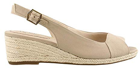 LifeStride womens Socialite Espadrille Wedge Sandal, Taupe, 11 Wide US