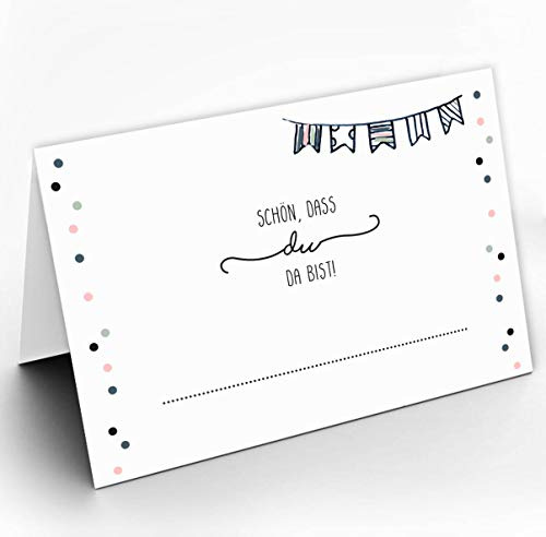 40 Tischkarten I DIN A7 I Konfetti Motiv Platz-Karten Namens-Kärtchen Sitzplatz-Karten Aufsteller Beschriften I Geburtstag Hochzeit Taufe I dv741