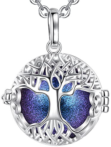 EUDORA Harmony Ball Collier Bola de Grossesse Arbre de Vie Celtique Pendentif bola Collier Musique Carillon Femme Mère Bébé Bijoux, Joli Cadeau, chaîne de 76,2 cm+114cm