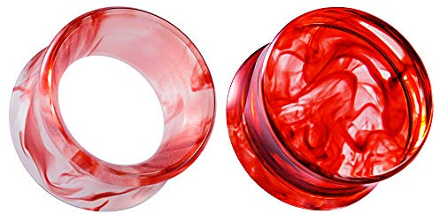 COOEAR Juego de 2 Pares de medidores para Orejas, túneles de Carne, dilatadores, Pendientes de acrílico Rojo, dilatador de Oreja, dilatador de Oreja, Piercing.