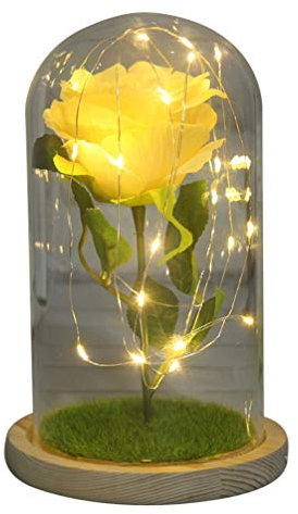 Lurrose Led Light Ornaments Preserved Flower Lamp for Living Decor Wedding Anniversary Simulated Flowers