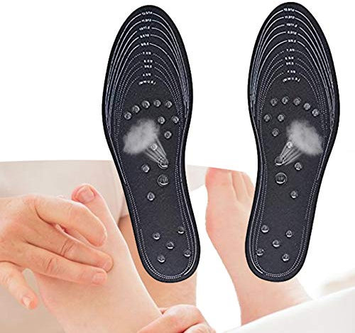 ZhiLianZhao Abnehmen Akupressur Einlegesohlen, Magnetische Massage Einlegesohlen, Entlasten Füße Schmerzen, Abnehmen Entspannte Füße,Schwarz,S