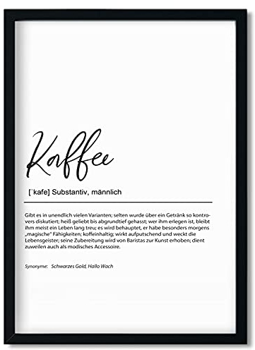 Urhome Kunstdruck Definition Kaffee ohne Bilderrahmen in DIN A4 - Worterklärung wie im Duden Lexikon Wandbild Wanddeko mit Spruch für Wohnung Familie Freunde Geschenk