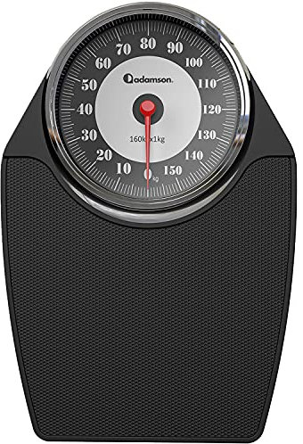 Adamson A24 Analogwaage - NEU 2024 - bis 160kg, rutschfeste Gummioberfläche, extra große Ziffern, hochpräzise Personenwaage Analog, langlebig, 20-Jahre Support für Haushalt, Schlafzimmer, Bad