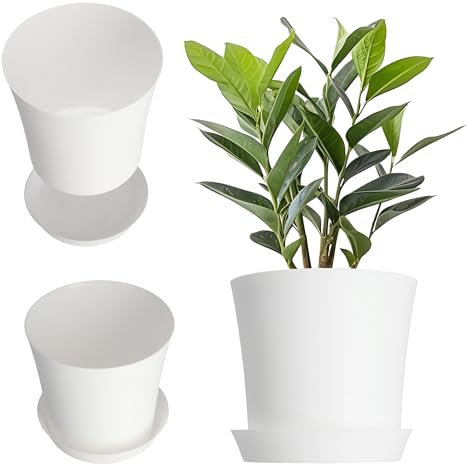 Kadax Flowerpot fatto di plastica, 9 colori, protezione delle colture, pentola vegetale per balcone, terrazza, pentola per piante viola, vaso di fiori, protezione, (? 11 cm, bianco)