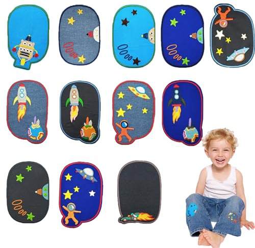 Flicken Patches, Bügelflicken Kinder,Patches Zum Aufbügeln Set,Geeignet Zum Nähen Oder Bügeln von Applikationen, Bügelflicken, Dekoration und Reparatur von Jeans, Hosen und Jacken…