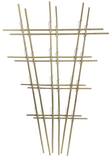 Rankgitter Bambus - 2x1mx64cm Rankhilfe Kletterhilfe für Balkon und Blumentopf für Blumen, Rosen, Tomate, Himbeeren -10 x 1m Tonkinstäbe (8-10mm Ø) + 25 Tonkinklammern (8-16mm)