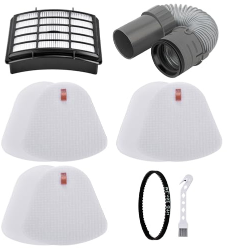 Vacuum Hose Filter Replacement Part for Shark Navigator Lift Away NV350 NV351 NV352 NV355 NV356E NV360 UV440 Vacuum Cleaner, Parts #193FFJ & XHF350 & XFF350, 1 Nozzle Hose + 3 Pre-Felt + 1 Hepa Filter