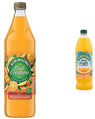 Robinsons Fruit Creations Zesty Orange and Mango Juice, 1L & Orange Squash, 1L