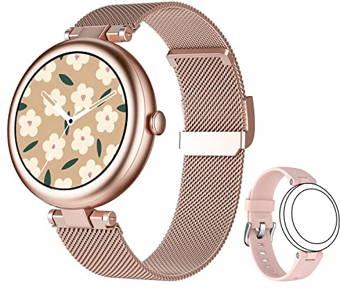 SHANG WING Lynn Smartwatch Damen,1.1 Zoll Klein Touchscreen Fitnessuhr Damen,Klein Stilvoll Fitnessuhr mit Schrittzähler Schlafmonitor SpO2-Überwachung Pulsuhr Smartwatch für Android iOS