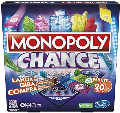 Hasbro Gaming Monopoly Chance, schnelles Brettspiel mit 20 Minuten Spielen, Spiel für Familien von 2 bis 4 Spielern ab 8 Jahren