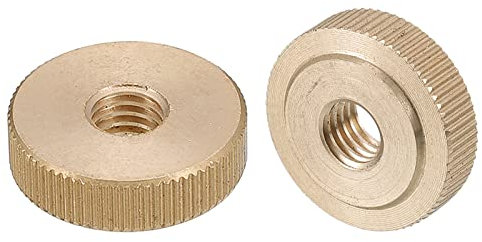 QUARKZMAN Zigrinato Pollice Dadi, 2pz M8 x D23mm x H7mm Ottone Zigrinato Dado Piatto Testa Attraverso Foro Blocco Regolazione Dadi per Stampante 3D Parti