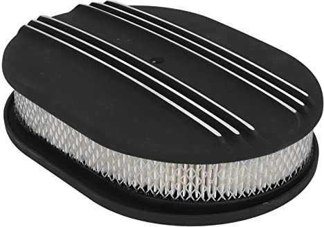 12 Inch Oval Air Cleaner Filter Assembly, Aluminum Air Cleaner for 5-1/8in Carburetors, Washable Top Lid Air Filter for for Holley, for Demon, for Rochester