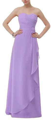 KURFACE WSX431 - Vestido de dama de honor con hombros descubiertos, vestido de fiesta de noche para mujeres jóvenes, Lila, 44