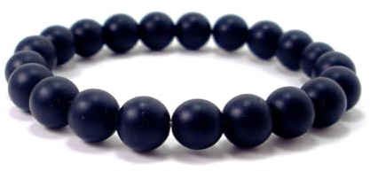 Matt Onyx armband | 100% äkta naturstenar | bekvämt och elegant | koreanskt elastiskt snöre och smyckeskrin medföljer (Matt Onyx, 8mm)