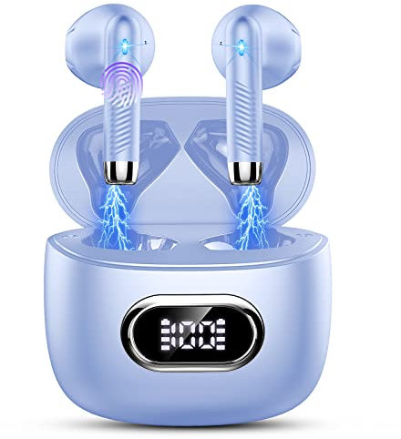 Drsaec Ecouteurs Bluetooth 5.3, Casque HiFi Stéréo, Réduction de Bruit ENC, Étanche IP7, 42H de Lecture, Violet