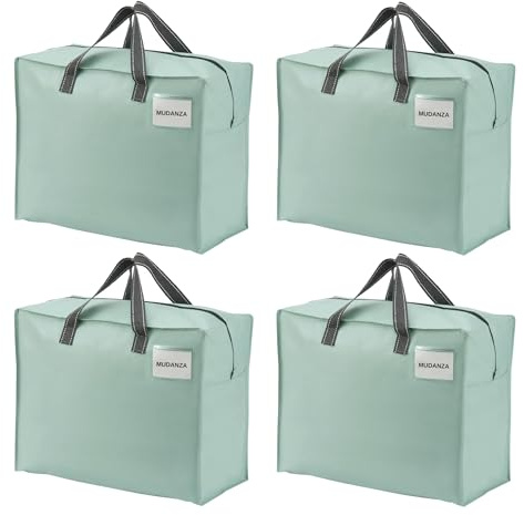 VENO 4 Stück Aufbewahrungstasche und geeignet für Umzug, Aufbewahrungsboxen, Kleideraufbewahrung, Unterbett Aufbewahrungsbox, Reisetasche (S Hellgrün,4er-Set)