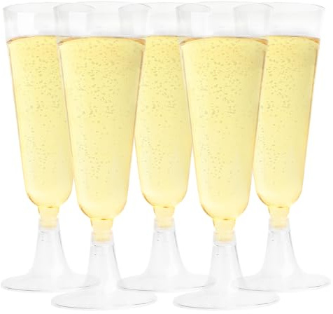 Lyneun Sektgläser Plastik 25 stück, 150ml Sektgläser Kunststoff Mehrweg, Transparent Sektglas Kunststoff Mehrweg, Champagner Gläser Plastik für Hochzeiten, Geburtstage, Partys