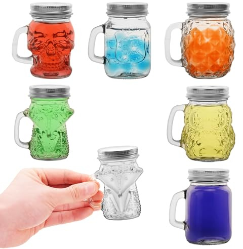 eispap 6 Pcs 4 oz Mini Mason Jar Mugs Mason Jar Mugs with Handles and Lids Small Drinking Glass and DIY Favor Decor Wedding Bridal Shower Party Supplies for Drinks, Gifts, Candles and Crafts