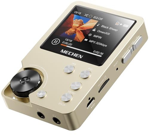 MP3 Player, MECHEN Lossless DSD High Resolution Portable Digital Audio Music Player with 64GB Memory Card, DAC HiFi Lossless Audio Player,Support up to 256GB (Gold)
