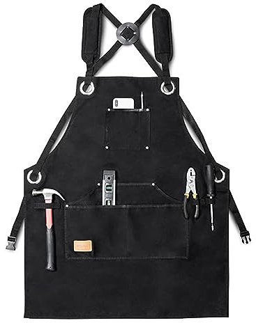 BCJMKDX tablier, Tabliers for hommes, tabliers de travail for hommes avec poches dieu kvalitet tablier atelier tablier porte-outils réglable for menuisier mécanicien(Black)